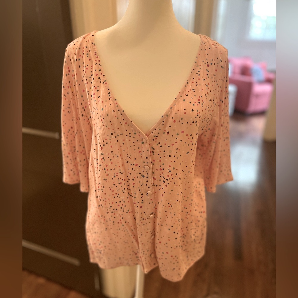 Jack by BB Dakota Pink Polka Dot Women's Top